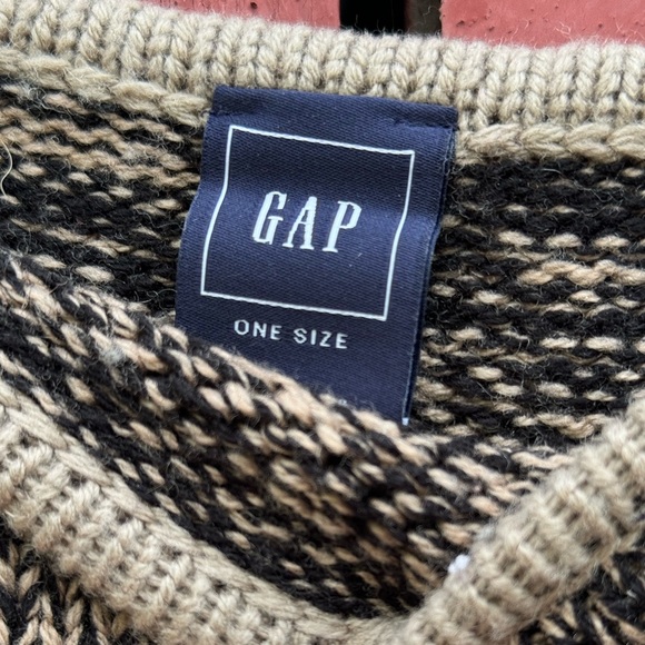 Gap Poncho Wool Blend One Size Oversized Natural Knit Sweater Cozy Shawl OS - Picture 6 of 12